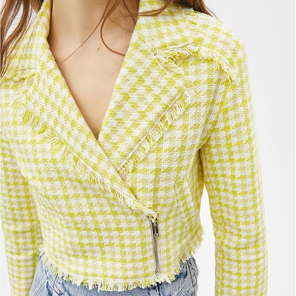 Bershka houndstooth print cropped blazer jacket XS - Picture 4 of 5